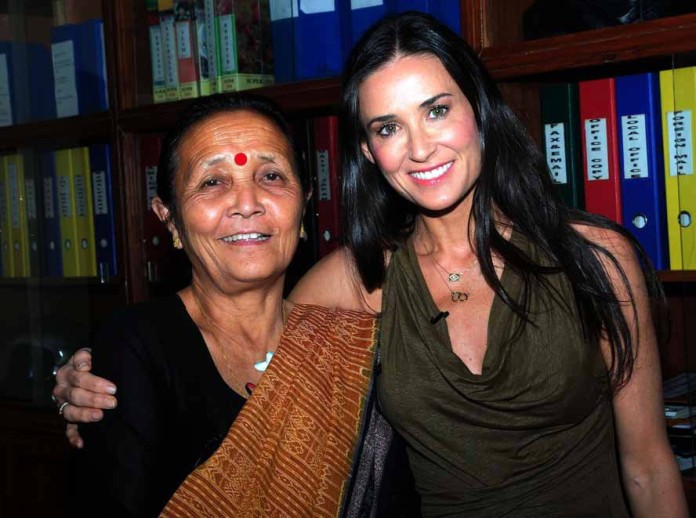 Demi Moore with Anuradha Koirala in Nepal