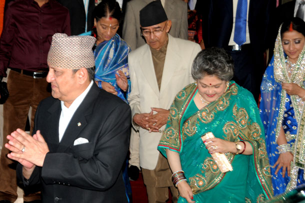 Former King Gyanendra and Queen Komal at Manisha Koirala Marriage