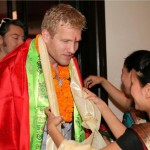 Jascha Richter (Vocalist) being received at the Radisson Hotel MlTR in Nepal