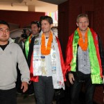 MLTR Entering the lobby at the Radisson Hotel, Lazimpat