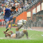 Nepali Players enjoying the rain at Match