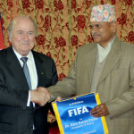 Sepp Blatter with President Dr Ram Baran Yadav.