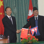 Wen Jiabao and Baburam Bhattarai Shaking Hands after completing agreements